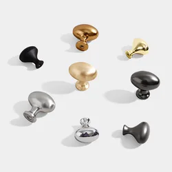 Kitchen Cabinet Pulls Knob Wardrobe Furniture Handle Single Hole Small Handle Oval Closet Door Handles Brass Brushed Gold Black