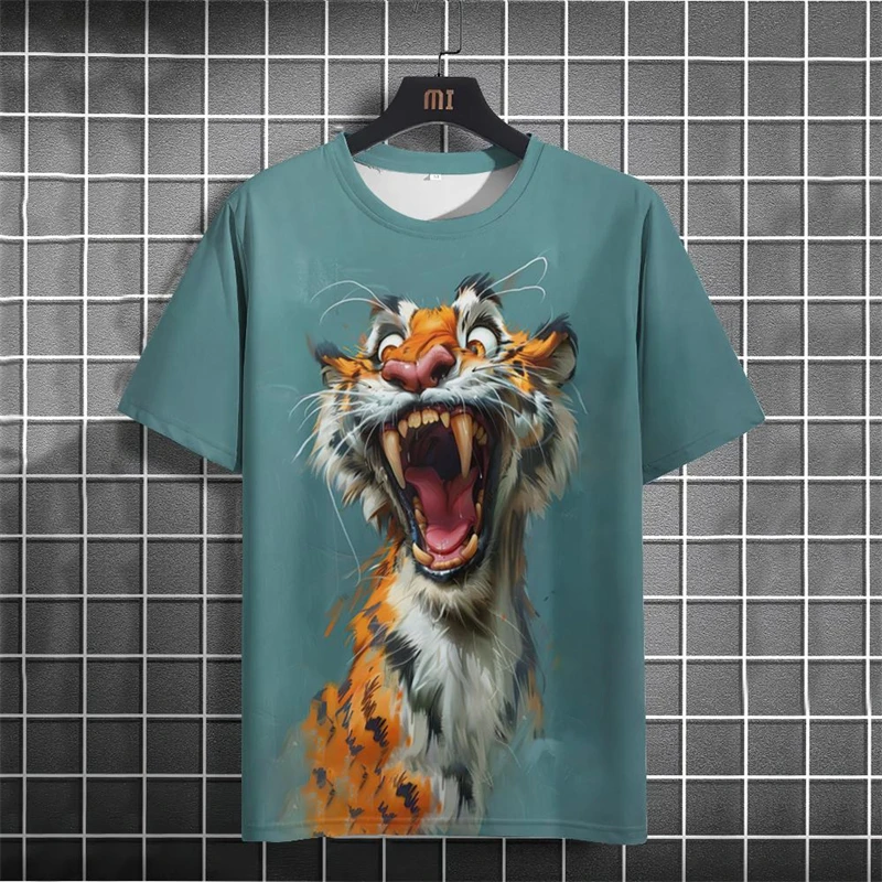 Funny Horse Tiger T-Shirt Men 3D All Print T-shirts Casual Short Sleeve Tees Oversized Men’s Clothing Tops Summer Kids Clothes