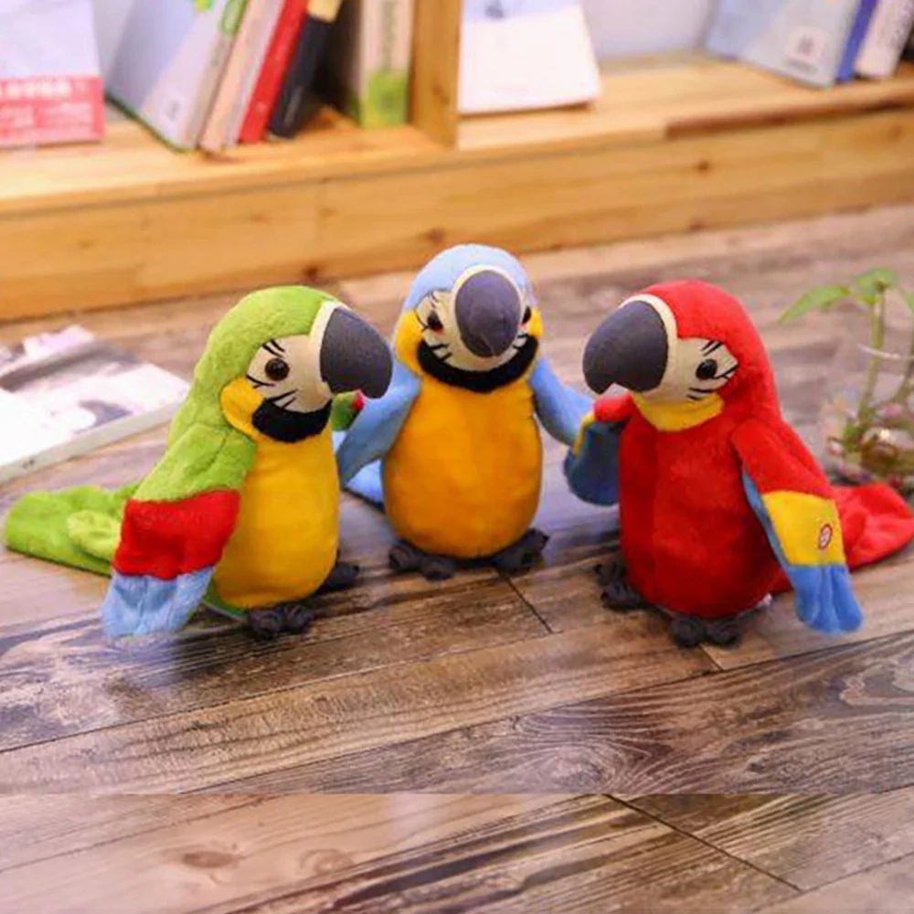 Talking Parrot Repeats What You Say Plush Animal Toy Electronic Parrot Toy Plush Toy Parrot Toys Best Gifts for Kids B