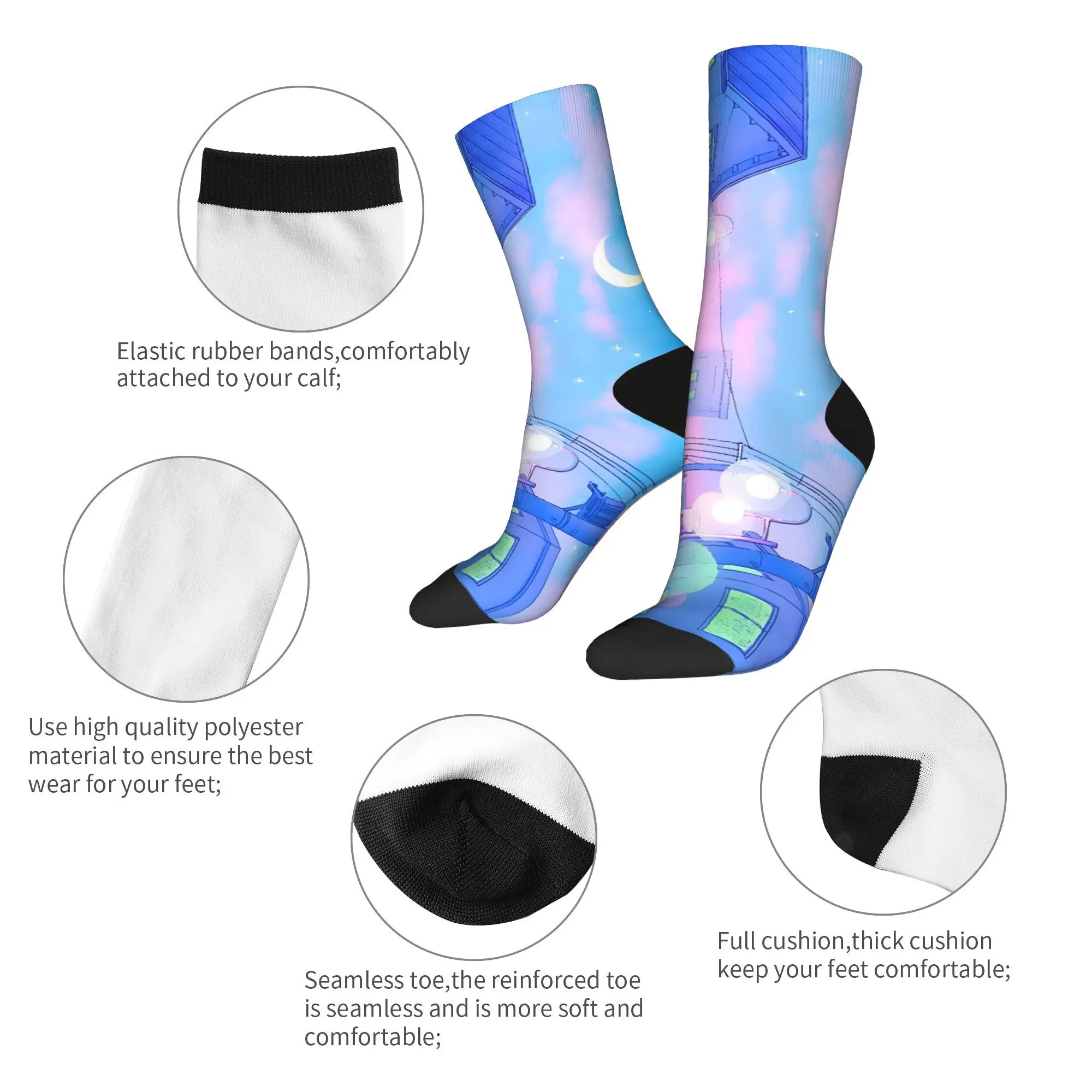 جوارب Goth Lum Urusei Yatsura نمط الترفيه الجوارب الشتوية عدم الانزلاق الجوارب الرجال سكيت جودة الجوارب