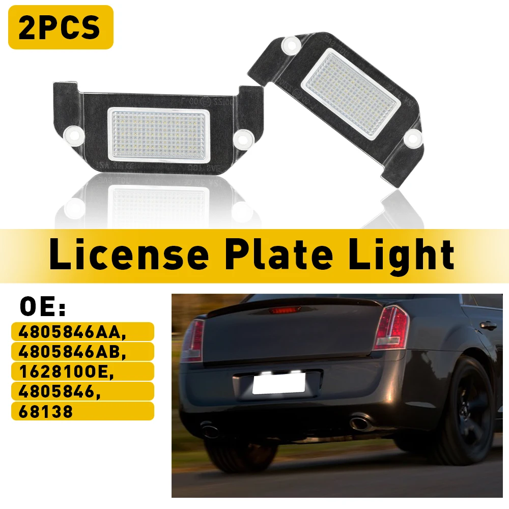 

2Pcs LED License Plate Lights 6000K White 4805846AA For Chrysler 300 300C 300S 2005-2014 For Chrysler Sebrin 2007-2010
