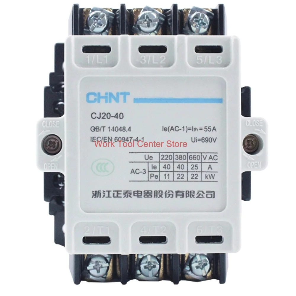 

Original Supplies 40 Amp CJ20-40 2NO 2NC AC Contactor Chint AC 220V 380V 110V 36V Coil Electrical Accessories Magnetic Contact