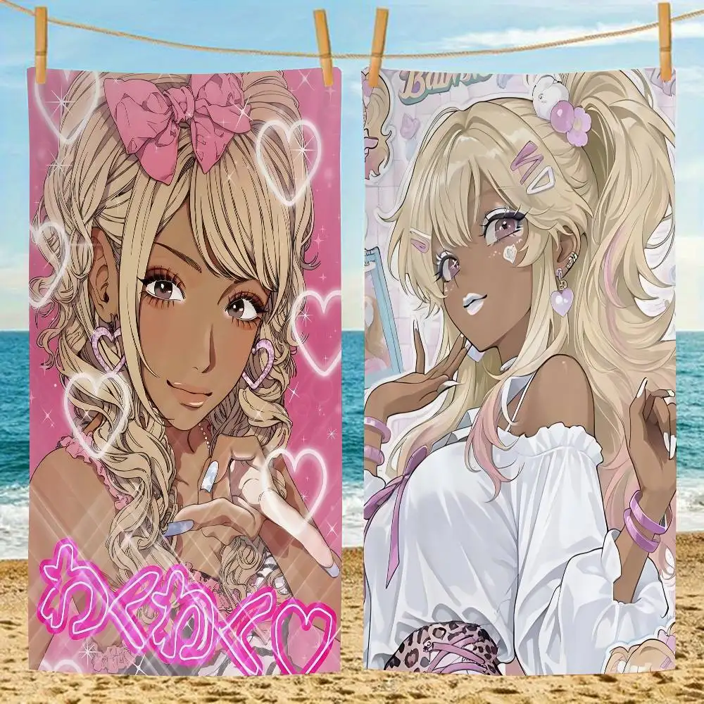 Gyaru Subculture Girls ANIME Retro Big Microfiber Beach Towels Quick Dry Towel Sand Beach Towels Pool Towel