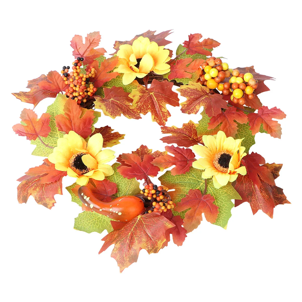 

Artificial Fall Decorations Home Halloween Wreath Pumpkin Sunflower Maple Leaf Elegant Rustic Door Hanging Wall
