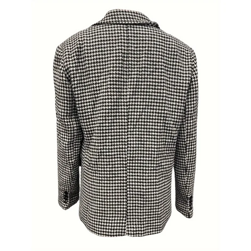 Men's Blazers Casual Houndstooth Slim Fit Blazer Notch Lapel Coat for Spring/Autumn, Lightweight Business Style, Old Money Style