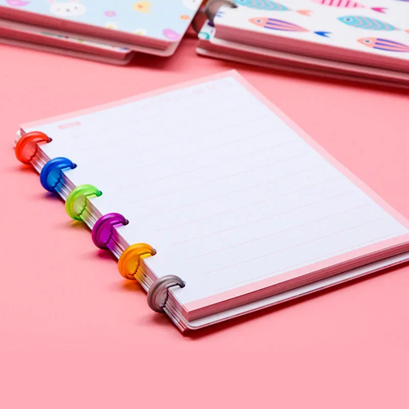 Libretas y diarios de Formthenon, planificador encuadernado de disco A6 Kawaii, papel de escritura para estudiantes, material escolar y de oficina