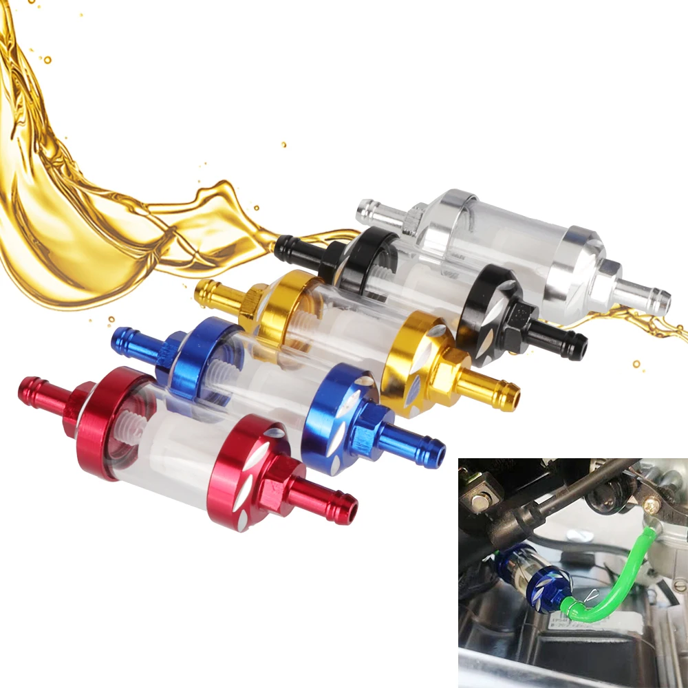 For 125/140/150/160cc Dirt Pit Bike CRF70 90 110 TTR100 110 KLX65 Moto 8mm CNC Aluminum Alloy Glass Gas Fuel Gasoline Oil Filter