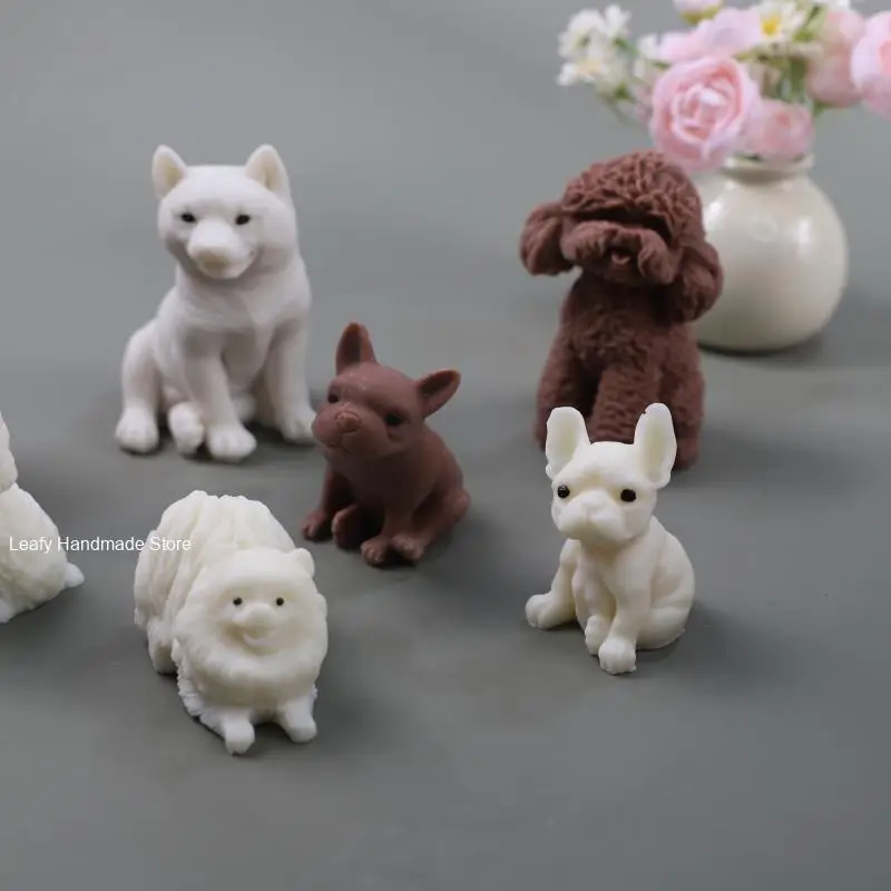 Dog Candle Silicone Mold 3D Animal Cute Puppy Statue Soy Wax Mould Dog Lover Gift Home Decor Molds