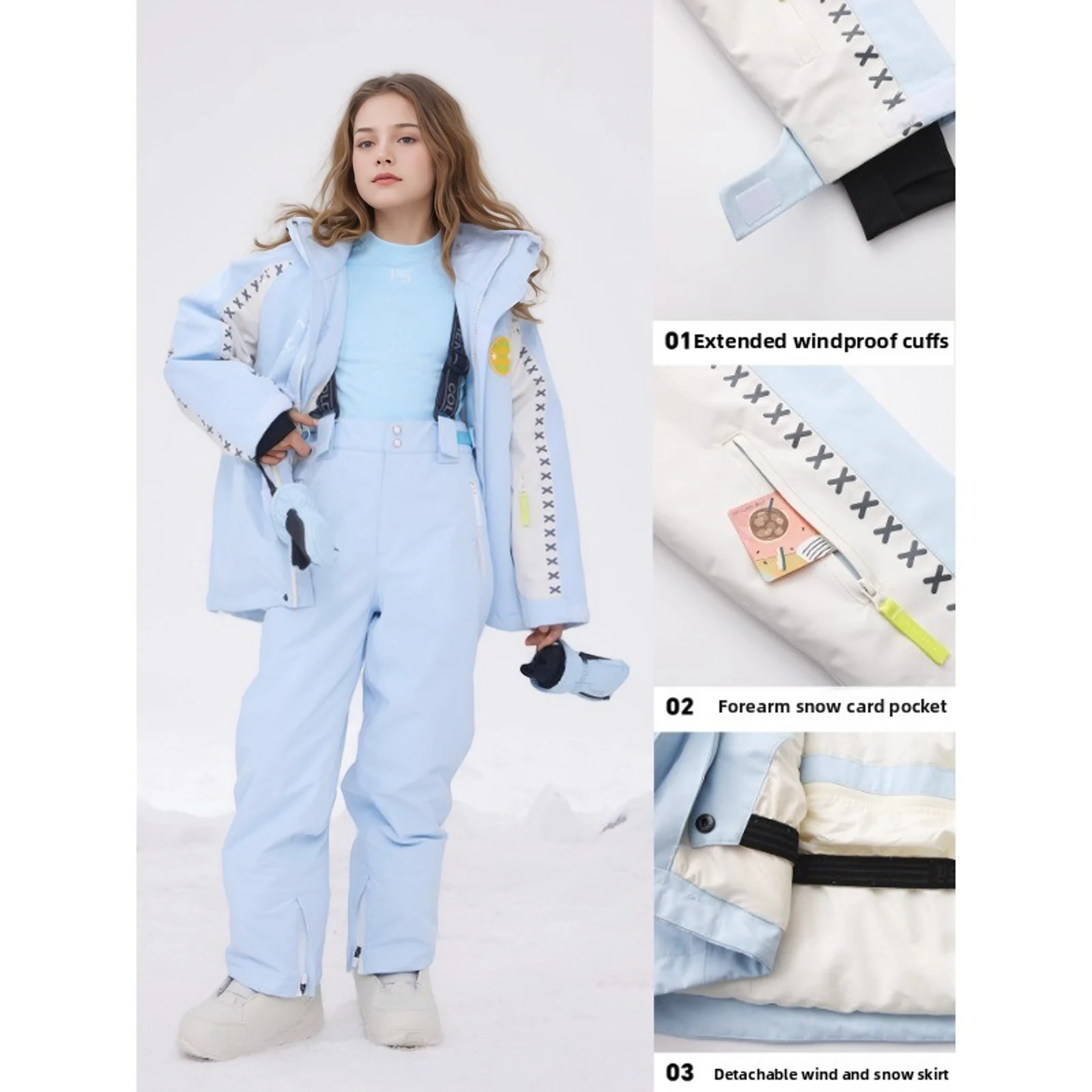 Set tuta da sci per bambini Coldelement - Design diviso impermeabile e caldo per sport all'aria aperta autunnali e invernali Abbigliamento da sci unisex per bambini