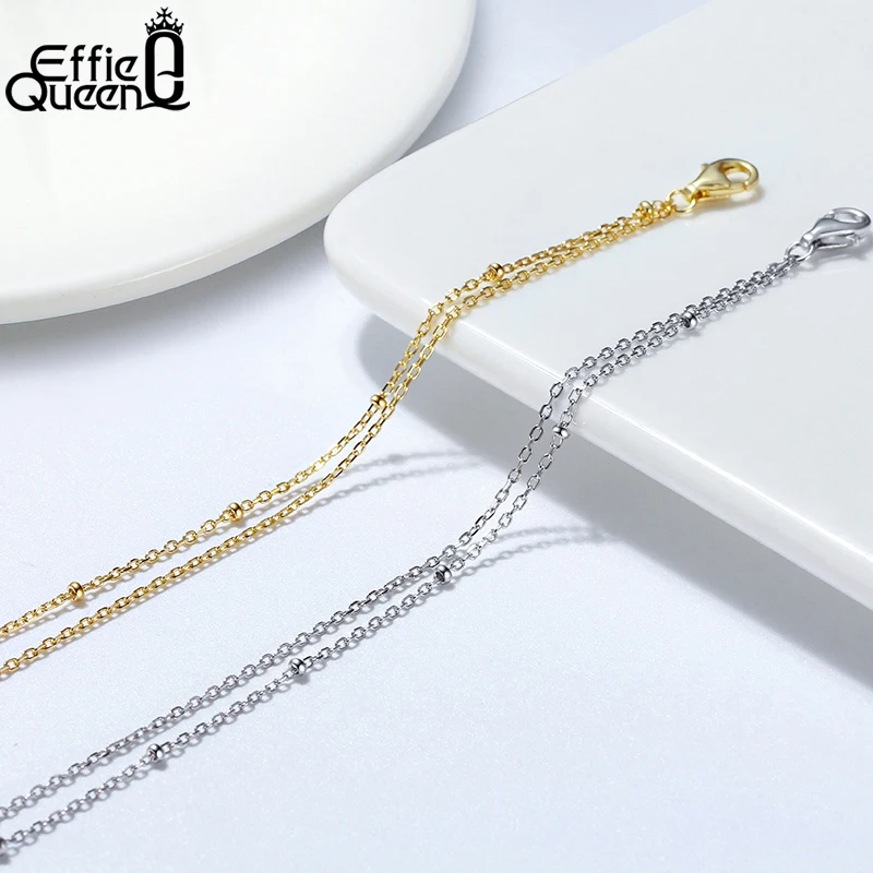 

Effie Queen 925 Sterling Silver Layered Satellite Cable Chain Anklet Bracelet Women Link Foot Chain Dainty Summer Jewelry SA14