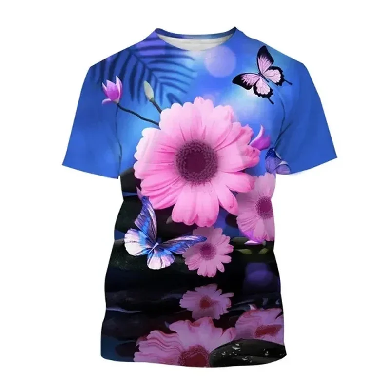 

New Summer 3D Sunflower Printing T Shirt Bloom Blossom Graphic T-shirts For Men Women Funny Harajuku Tee Shirts Kawaiian Clothes