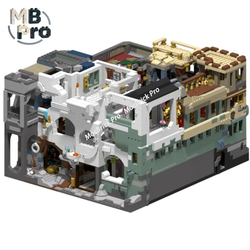 

Vintage City Street Book Nook 5369pcs Building Blocks Simulation Old Town Shop Scene Educational Toy