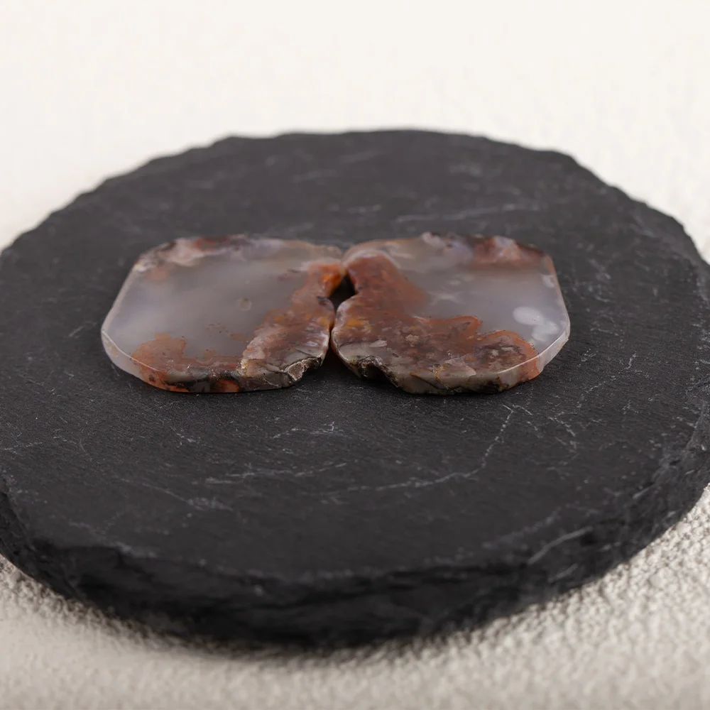 Handmade Jewelry Natural Stone Agate Nugget Earring Bead Accessories For Women 30x27x3mm 3g