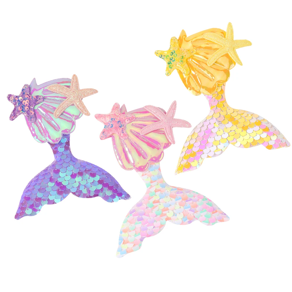 1PC Shinying Mermaid Hairclips Girls Lovely Starfish Hairpin Baby Kids Bangs Decorative Hair Clip Cartoon Colorful Headwear