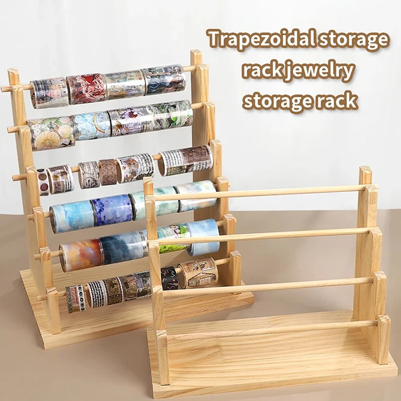 

Trapezoidal Wooden Storage Rack Tape Storage Rack Creative Journal Material Collage Stationery Storage Rack