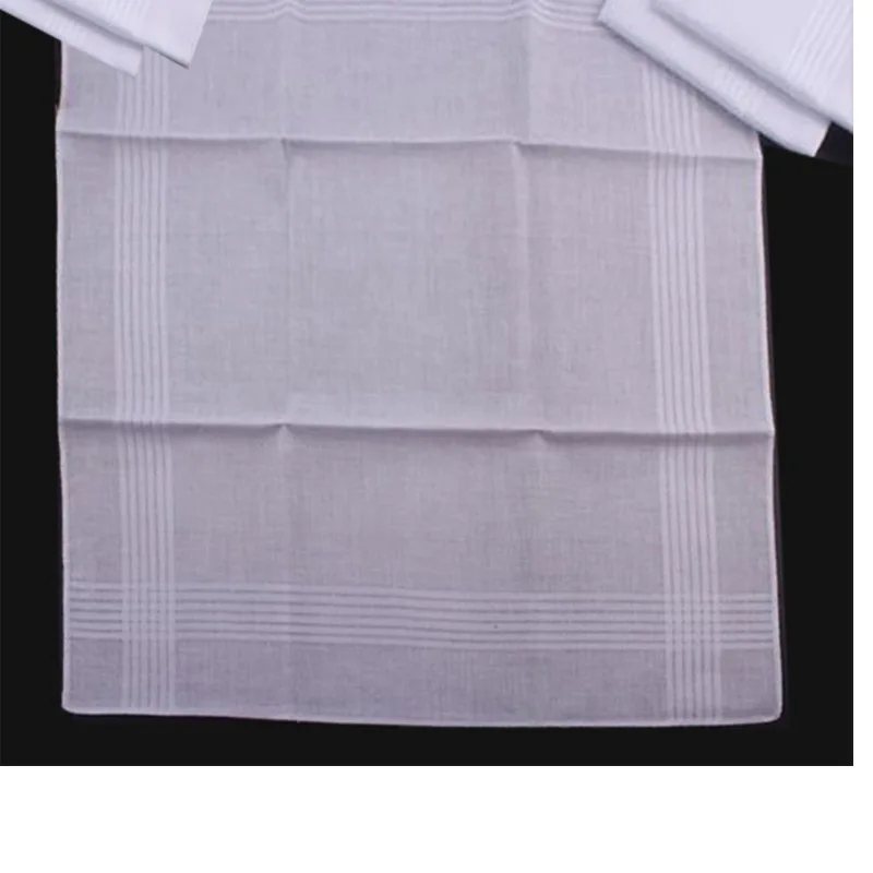 12pcs Handkerchief Men Children Cotton White Patchwork Striped Square Absorbent Towel