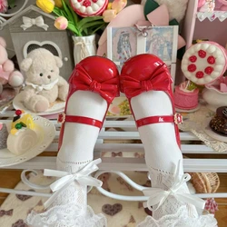 Soft Girl Round Head Cute Bow Lolita Mid Heel 3.5cm Loli Shoes Kawaii Sweet Girls Japanese Jk Style Women Shoes