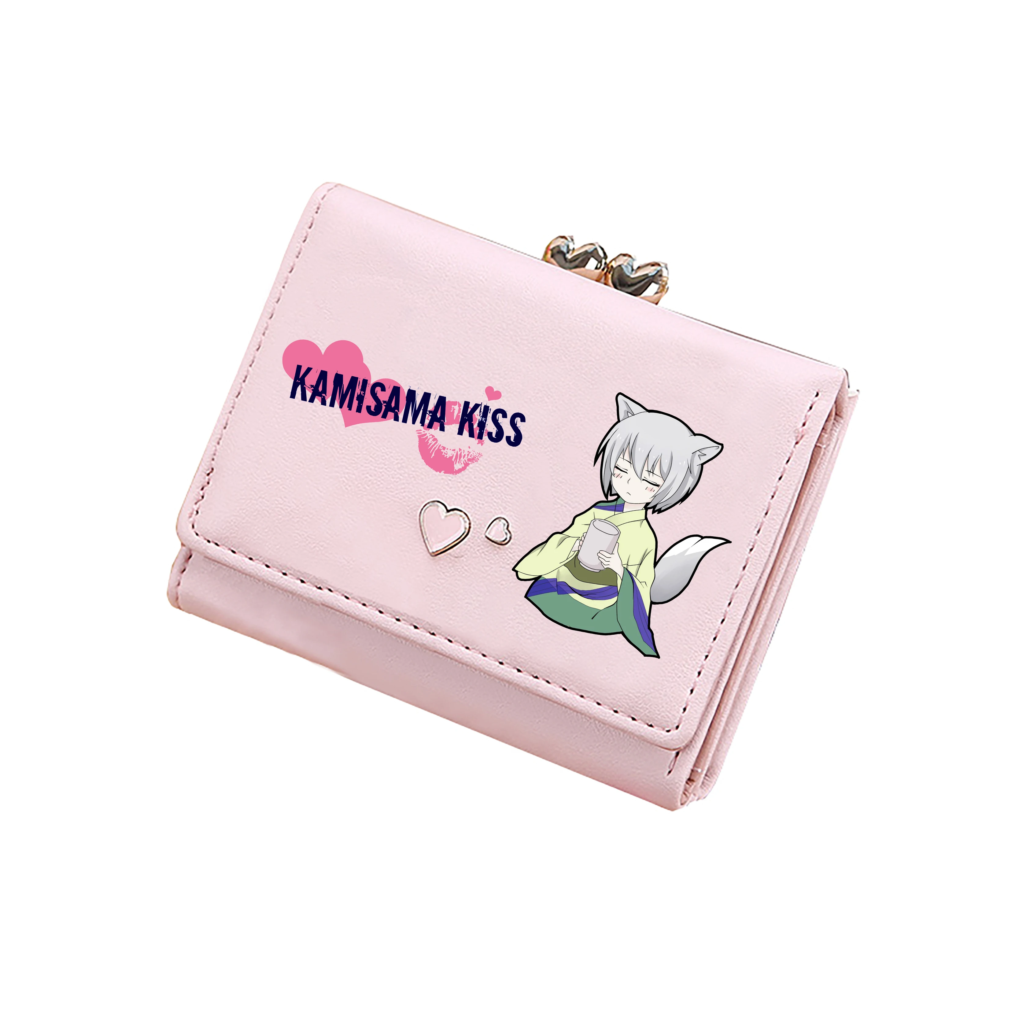 Kamisama Love Cartoon Short Wallets Tomoe ID Card Holders Cute Coins Pockets Pu Leather Pink Purses Moeny Bag Girls Mini Clutch