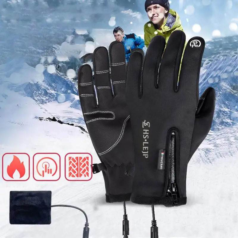 

USB Heating Cycling Gloves Winter Warm Touchscreen Motorcycle Gloves Thermal Insulated Work Gloves Outdoor Heated Cycling Gloves