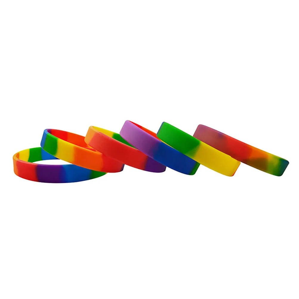

10 Pcs Rainbow Silicone Bracelets Comfortable Soft Wristbands Durable Long Lasting Gifts Party Favors Kids Accessories