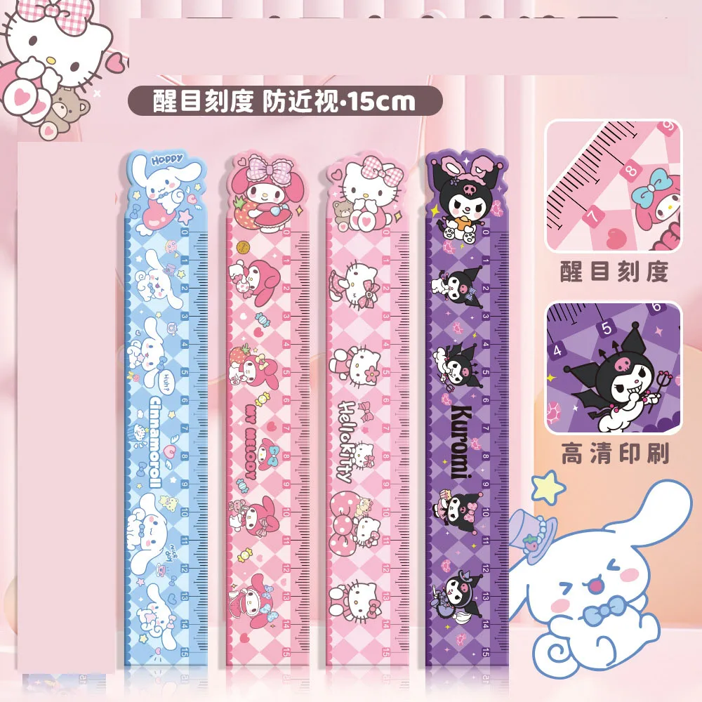 

New model Hello Kitty Ruler Anime Cinnamoroll My Melody Learning Measuring Ruler Cute Girl Heart Learning Stationery Kawaii Gift