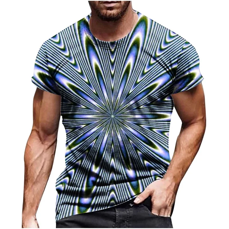 Men\'s 3D Print Optical Illusion Graphic T-Shirts For Men Short Sleeve Round Neck Casual Tee Tops Streetwear Mens Designer Shirt