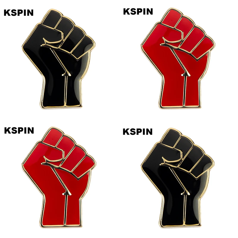 

10Pcs a Lot Raised Fist of Solidarity Enamel pin Red Black brooch Bag Hat Clothes Lapel Pin Badge Black Lives Matter