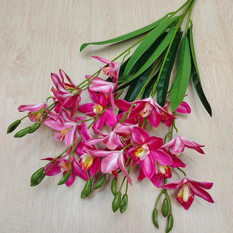 Один букет искусственных орхидей цимбидиум 20 голов латексное цветочное растение цимбидиум hookerianum