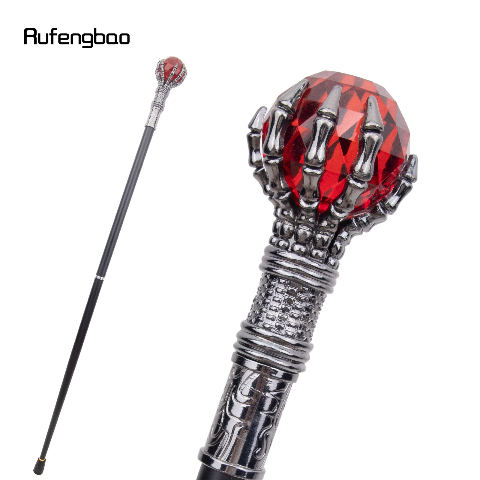 Bâton de Marche en Boule de Verre Rouge, Style Steampunk, Accessoire Décoratif de Luxe pour Gentleman, 93cm