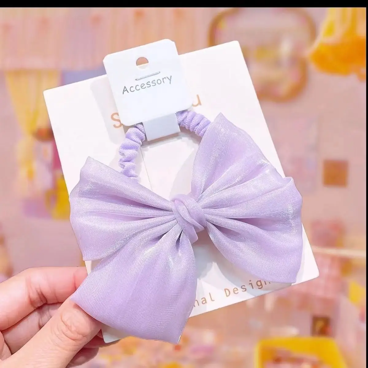 Only 1PC Small Ribbon Bows With Elastic Hair Bands For Kids Girls Ponytail Candy Color Bowknot Hair Ropes Ties Hair Accessories