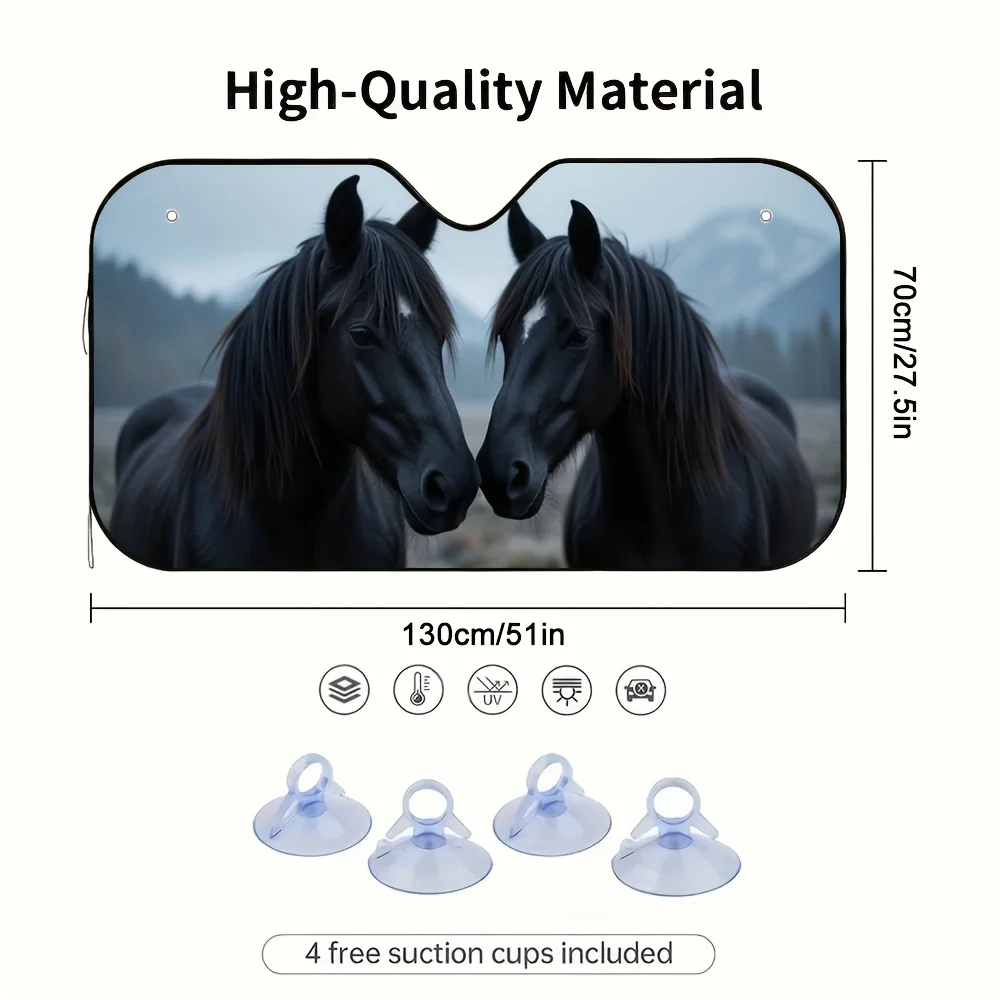 1pc Equine Companions Car Sun Visor - Fit For All Models, Reduces Direct Sunlight, Enhances Driving Comfort With Stylish Horse S