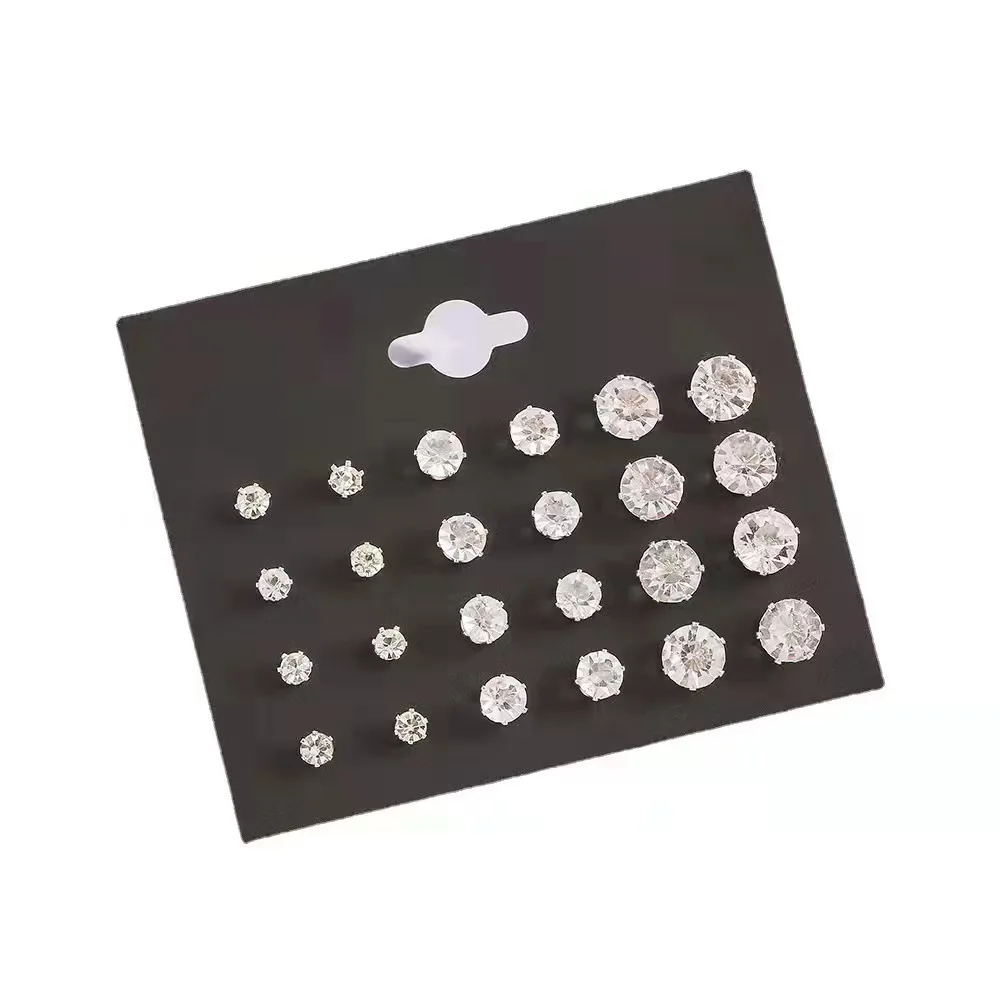 12 زوج/حزمة جديد الأبيض لامعة الزفاف وأقراط مجموعة للنساء الرجال كريستال مجوهرات اكسسوارات ل أقراط مجوهرات Oorbellen #1