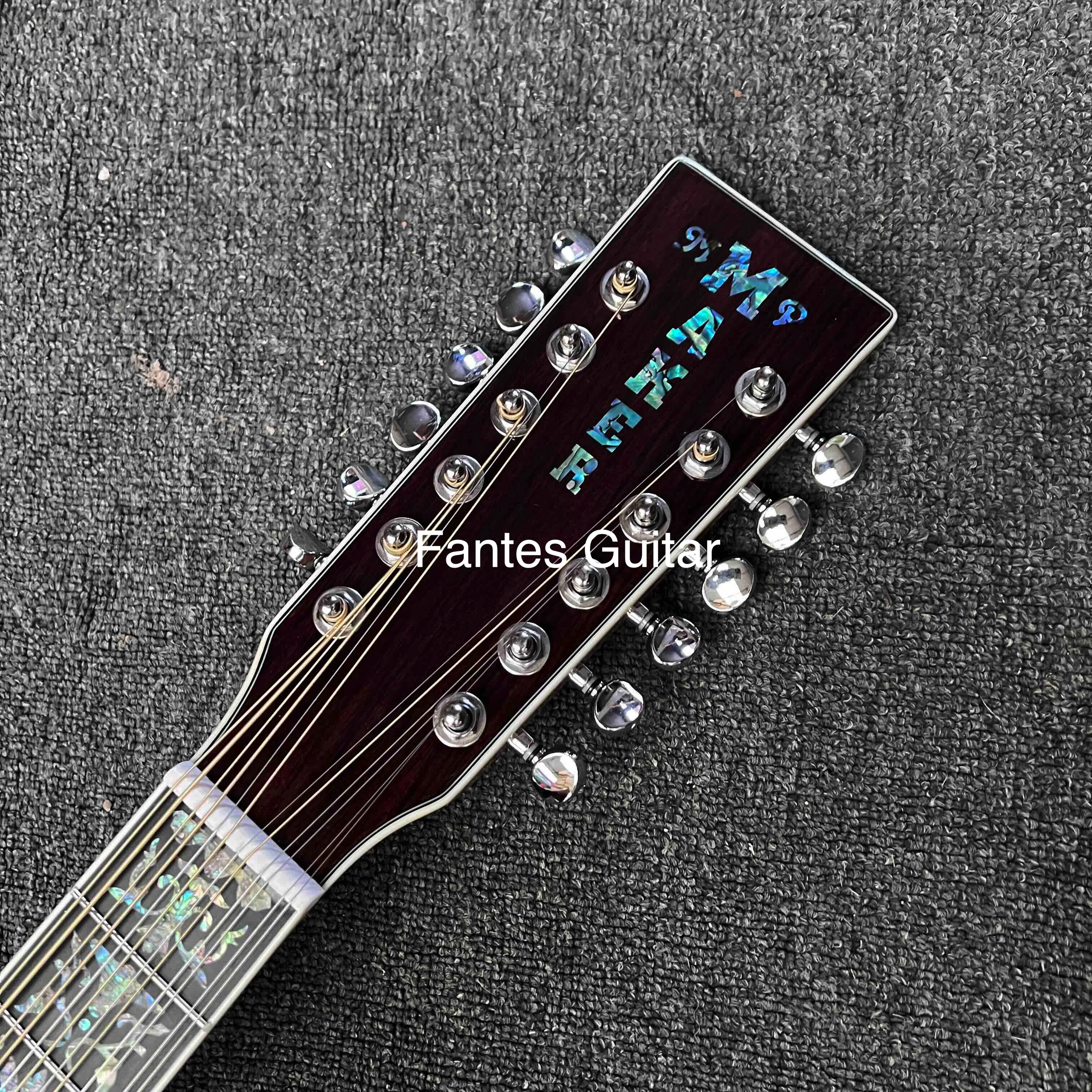 مخصص 6/12 سلاسل الصلبة KOA الجانب الخلفي أذن البحر ملزمة الغيتار الصوتية مع شعار مخصص في أذن البحر #2