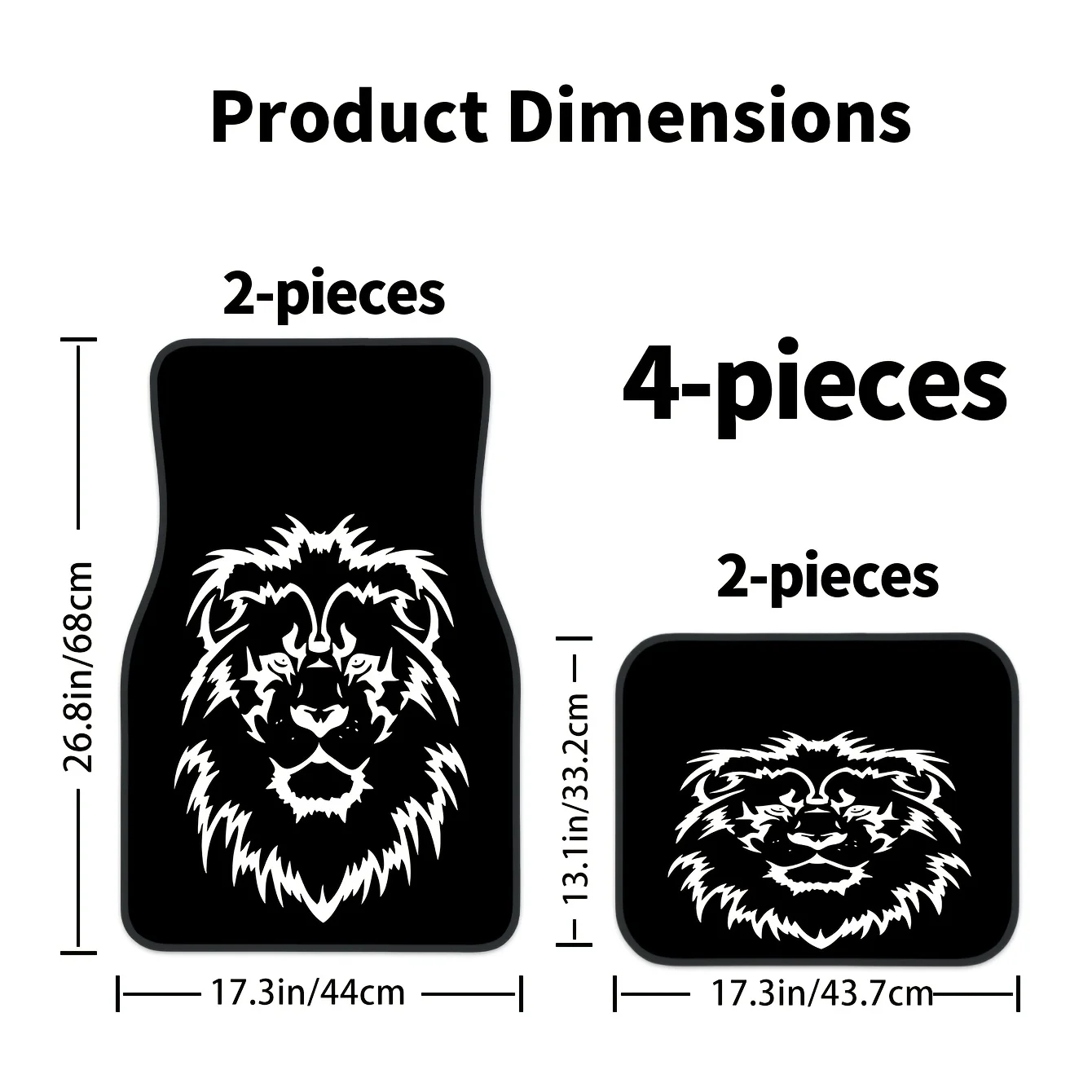 4pcs Lion Head Outline Pattern Trendy Fashion Car Mats, All-Season, Stylish & Durable, Easy To Clean, Suitable For All Car Model