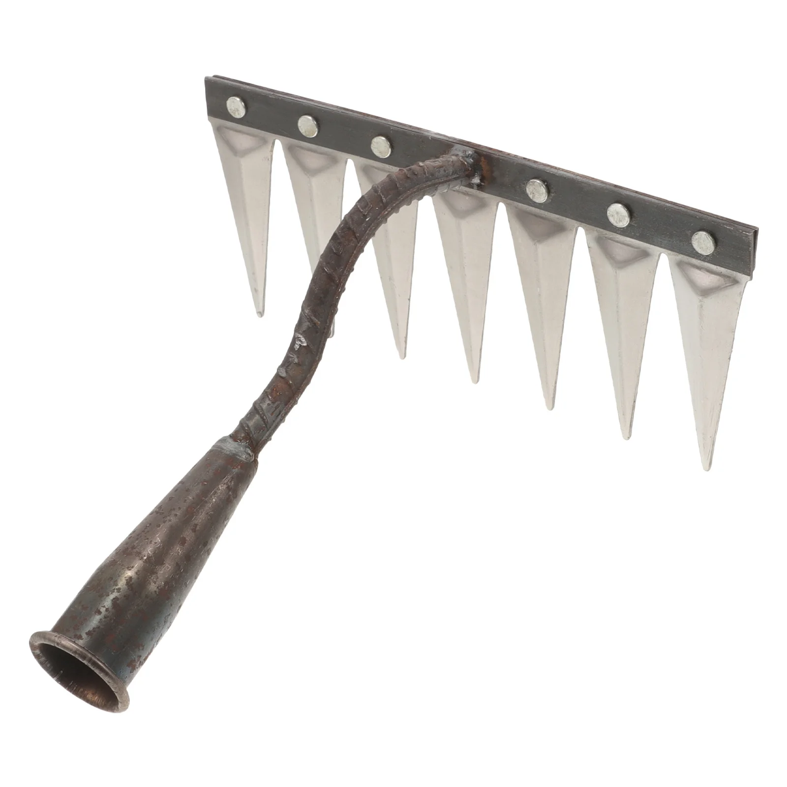 Piccolo rastrello da giardino in acciaio, rastrello a mano multitooth, leggero e durevole per diserbo, allentamento del terreno, scavo, mano da giardino portatile