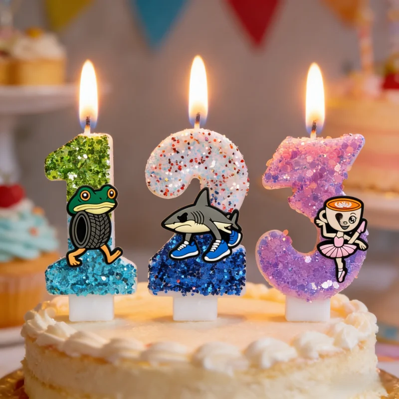 Vela Temática Tung Tung Sahur Chimpanzini Banaini Tralalero Tralalashark Número 0-9 para Decoración de Pastel de Cumpleaños y Regalos de Baby Shower