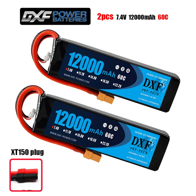 DXF 2PCS 7,4 V 2S 12000mah 10000mah 9300mah Lipo Batterie XT60 für RC Auto Boot lkw Drone FPV Walkera QR X350 Quadcopter Teile