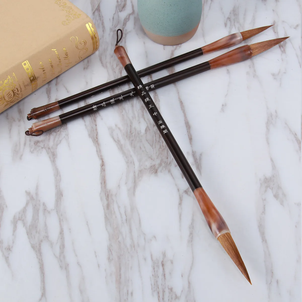 3Pcs Beginner Calligraphy Brushes Chinese Wolf Hair L Traditional Writing Painting Drawing Brush Set Wolf Hair Writing Brush