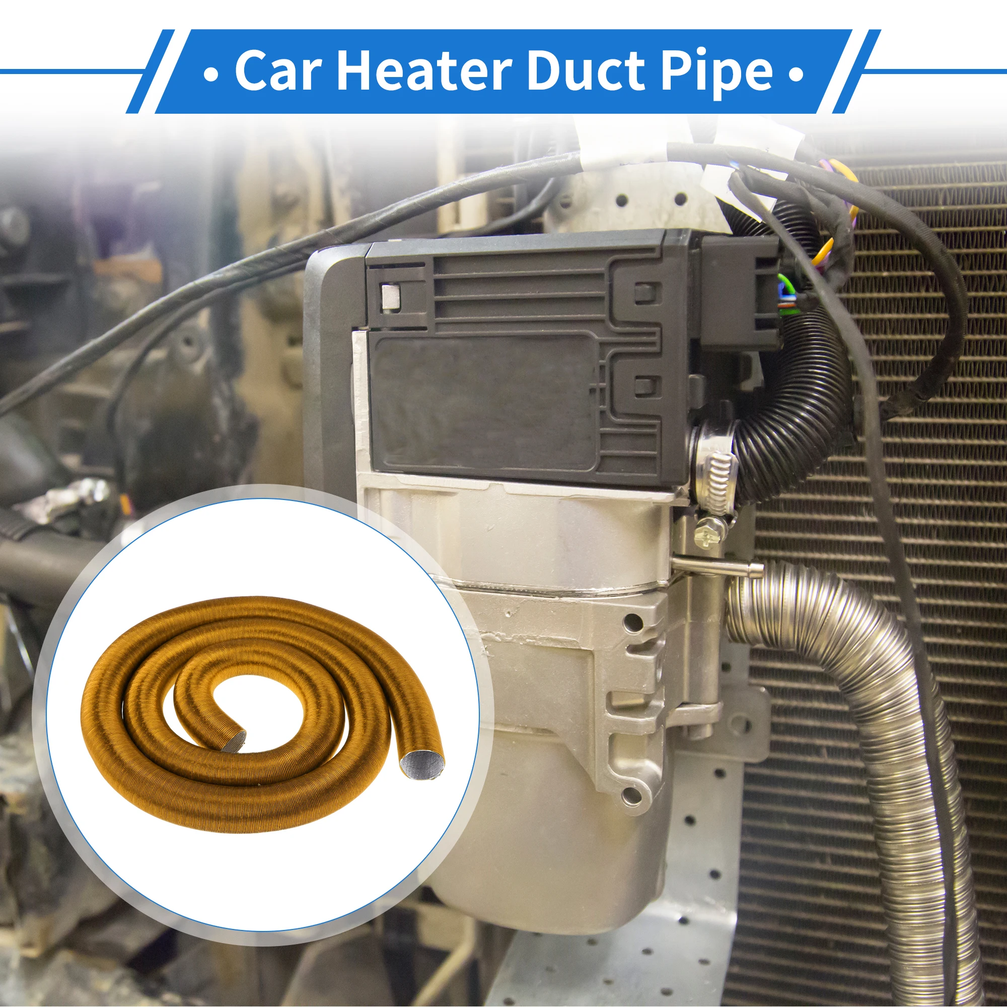 UXCELL 42mm Dia 500cm Car Heater Duct Pipe Aluminum Foil Gold Tone