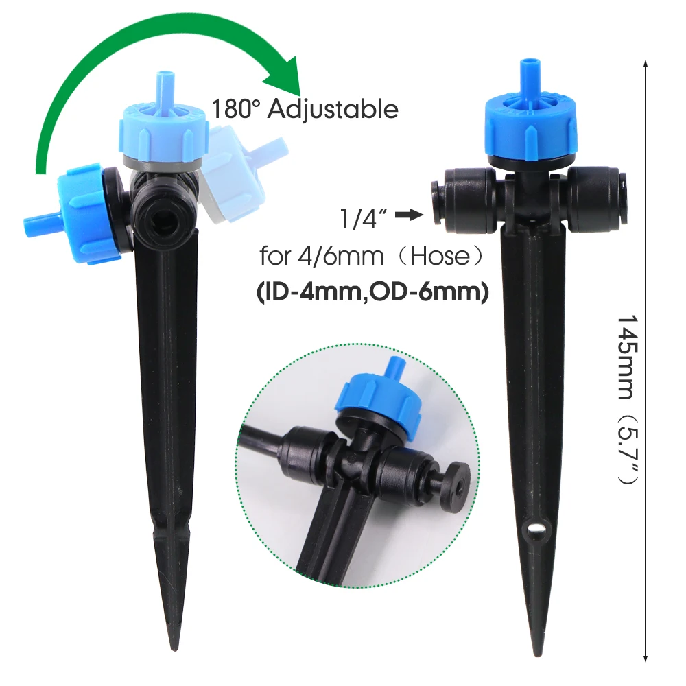 Garden 4L/H Pressure Compensation Dropper Drip Irrigation System for Greenhouse Potted Plants 1/4