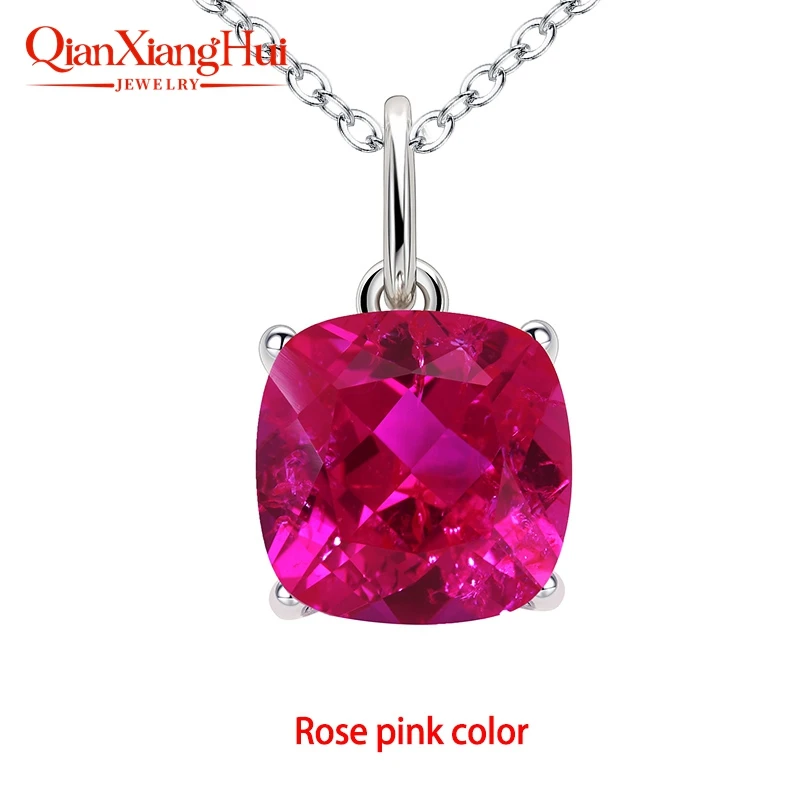 925 Silver 4ct 9*9mm Cushion Royal Blue/Cornflower Sapphire Pigeon Blood Red Ruby Inclusions Stone Jewelry for Pendant Necklace view 5