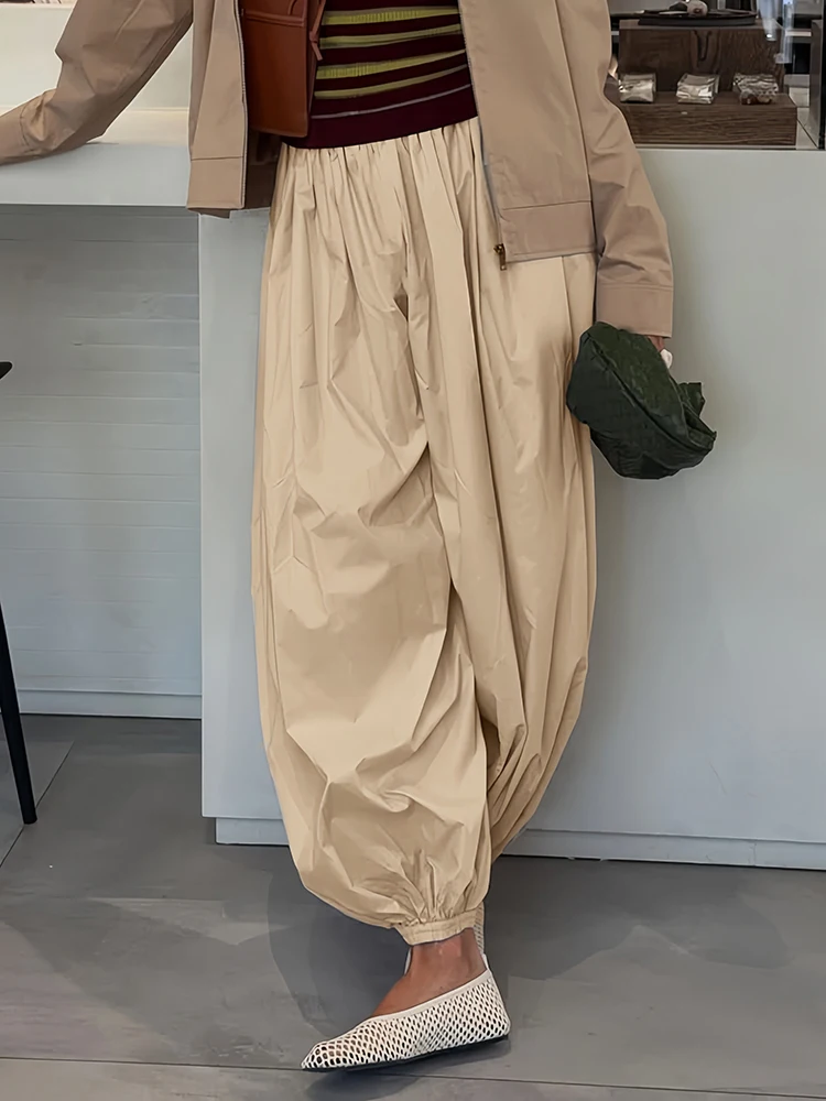 

Oniflyme Casual Pleated Harem Pants Women Joggers Autumn Fashion Solid High Waist Loose Ankle Trouster Streetwear Bloomers Pants