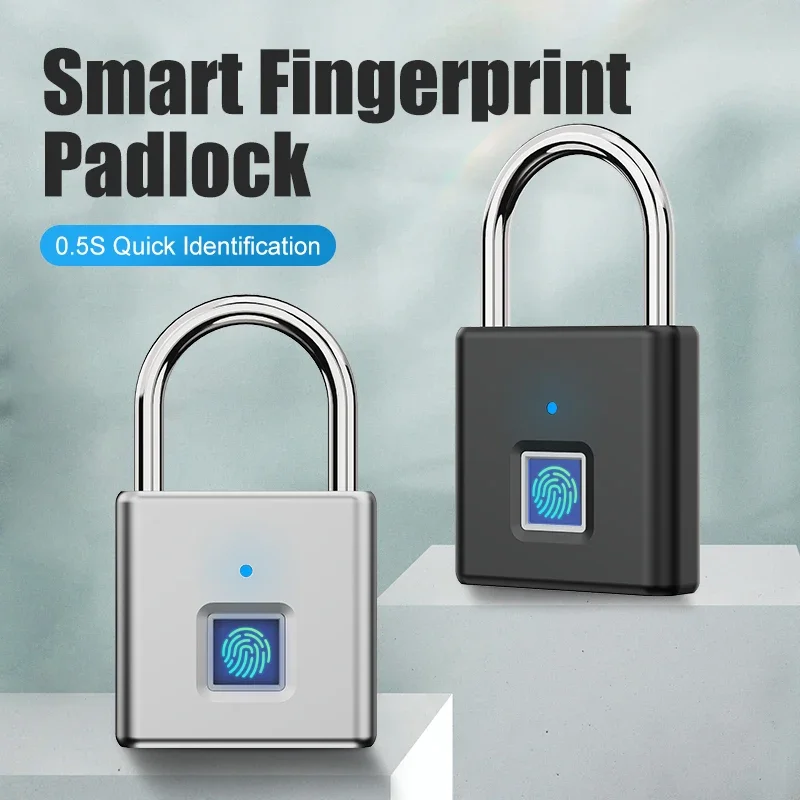 

USB C Rechargeable Fingerprint Smart Padlock Keyless Door Lock Portable Fingerprint Lock for Bag Drawer Suitcase Gym School