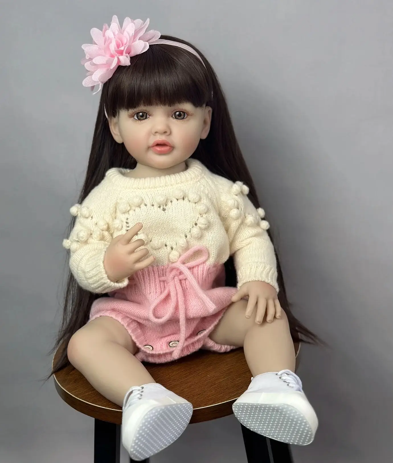 Lifelike Reborn Baby Girl Doll Toy 55 CM Soft Full Body Silicone Vinyl Princess Toddler Art Bebe Birthday Gifts for Child