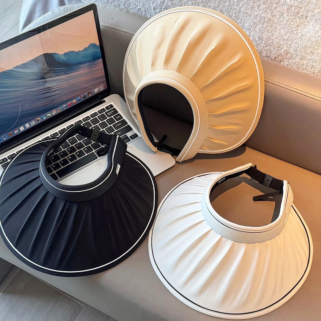 

Summer Cowry Hollow Top Hat Female Sunscreen Sun Hat Light Beach Large Brim Hat Uv Defend Leisure Sun Hat