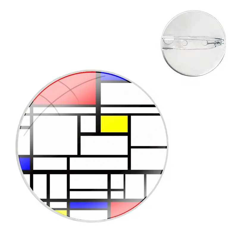 Geometric De Stijl Abstract Art Pins Badge Metal Brooches For Clothes Backpack Decoration gift