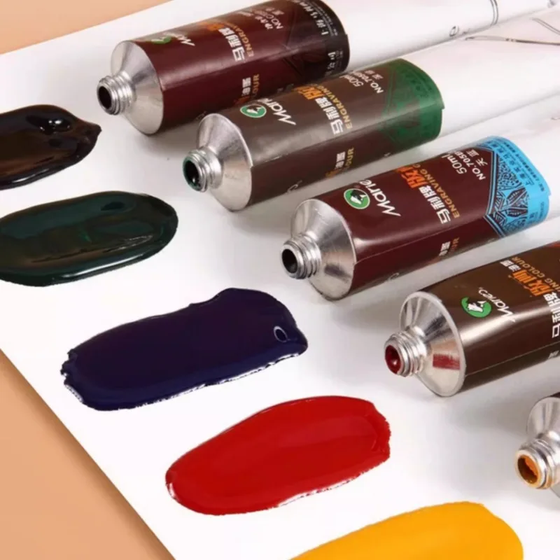 6 Colors Printmaking Inks Professional Oil Based Paint With High Saturation Large Capacity Tube Art Painting Creation Supplies
