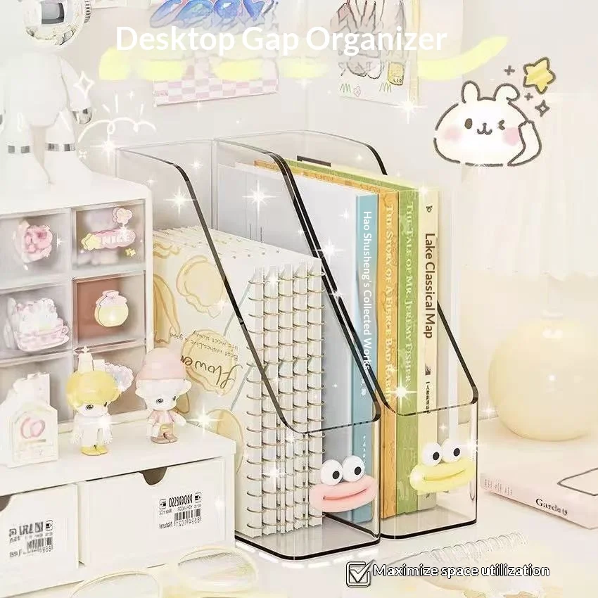 Transparent desktop file organizer, bookshelf, book stand, table shelf, office acrylic A4 paper sorting box image 4