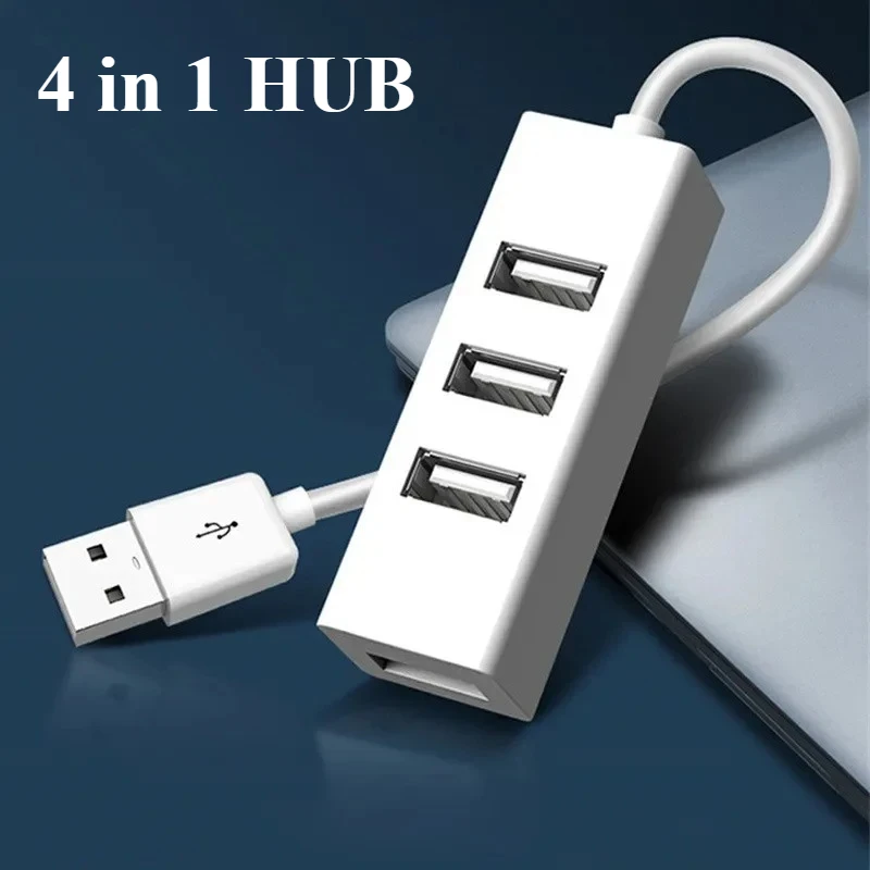 USB Hub 3.0, 4-Port USB Splitter, USB 2.0 Multi Expander, Compatible with MacBook, Laptop, Surface Pro, PS4, PC