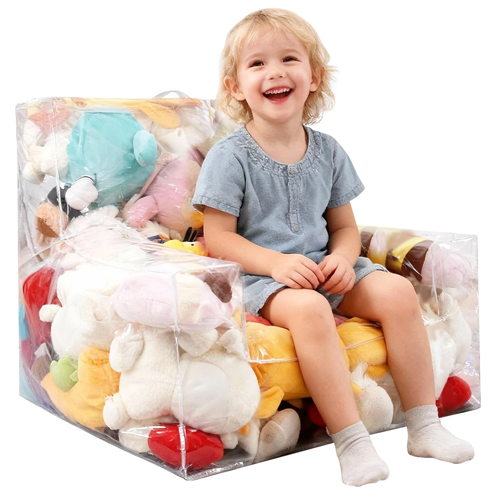 

Clear Plush Toys Chair Cover Children Stuffed Animal Bean Doll Storage Bag Seat Extra Large Organizing with Zipper